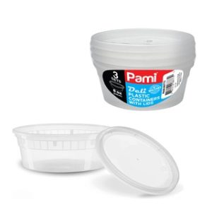 DELI CONTAINER 8 OZ W/LID 3 CT 48/CS