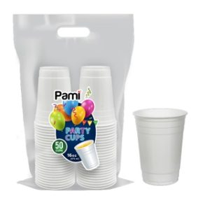 PAMI WHITE PARTY CUPS 16 OZ 50 CT 12