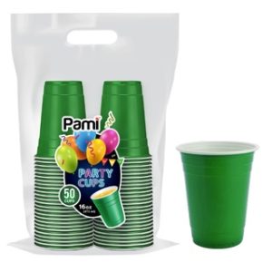 PAMI GREEN PARTY CUPS 16 OZ 50 CT 12