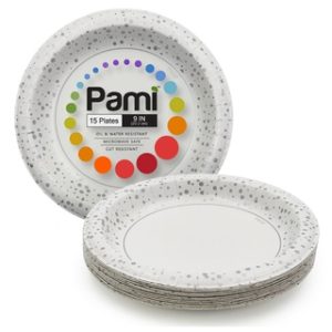 PAMI 9" PAPER PLATES 15 CT -32/ CS (SPECKLE SPOT)