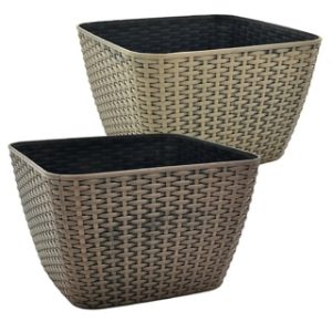 12.5" BASKET WEAVE PLANTER  - ASST 12
