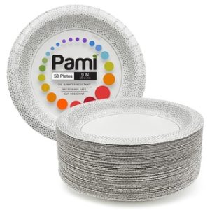 PAMI 9" PAPER PLATES 50 CT 12/CS (FLECKED)