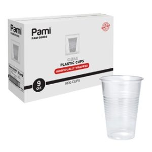 plastic cup 9 oz individual wrapped 1000/cs