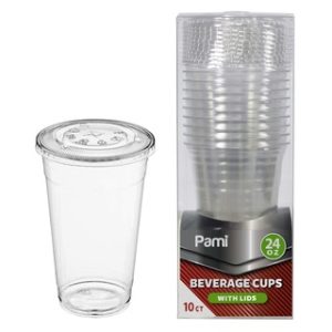 PET CUPS 24 OZ W/LIDS 10 CT 40
