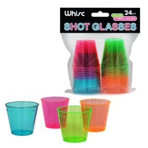 1oz NEON SHOT GLASSES 24 CT W/HEADER 48