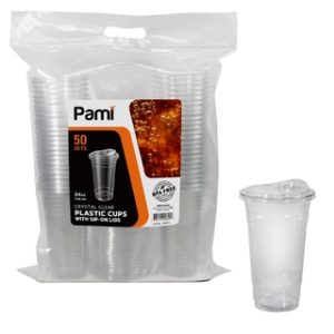 CUP PET W/SIP LID 24oz 50 CT 12