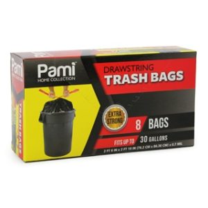 BLACK 30gal DRAWSTRING 8ct 24cs
