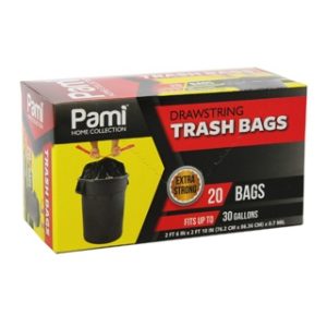 BLACK 30gal DRAWSTRING 20ct 12cs