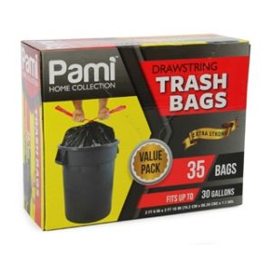 BLACK 30gal DRAWSTRING 35ct 6cs
