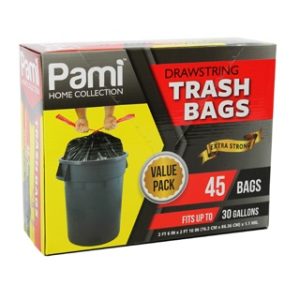 BLACK 30gal DRAWSTRING 45ct 4cs
