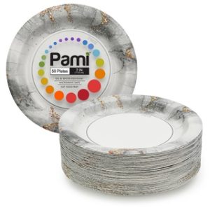 PAMI 7" PAPER PLATES 50CT 12/CS (SMOKY GOLD)