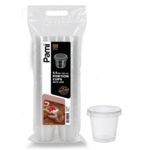 CUP PORTION 5.5 OZ W/LIDS 25/100 CT