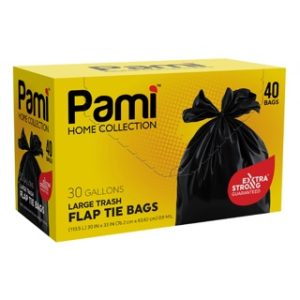 BLACK 30gal FLAP-TIE 40ct 6cs