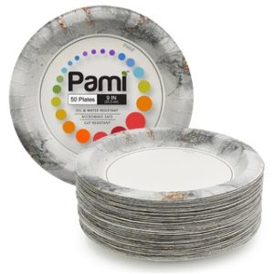 PAMI 9" PAPER PLATES 50 CT 12/CS (SMOKY GOLD)