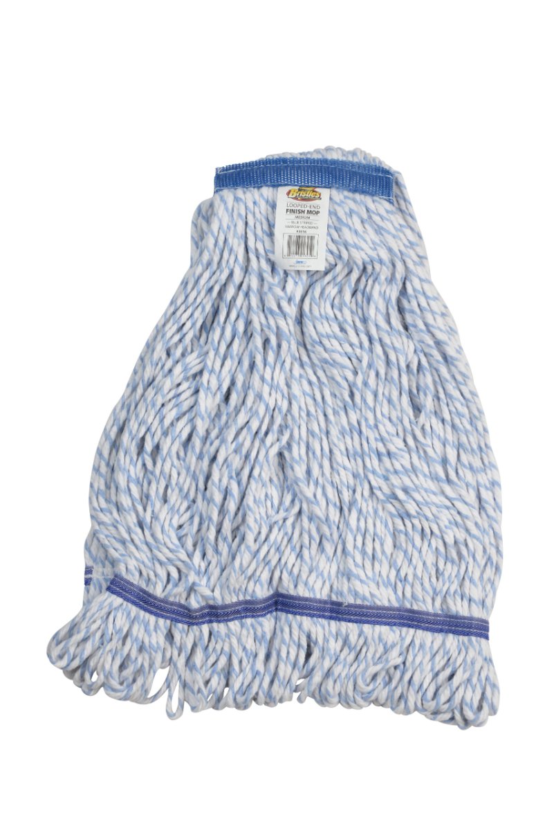 BRISTLES MED LOOP BLUE STRIPED FINISH MOP 12/CS