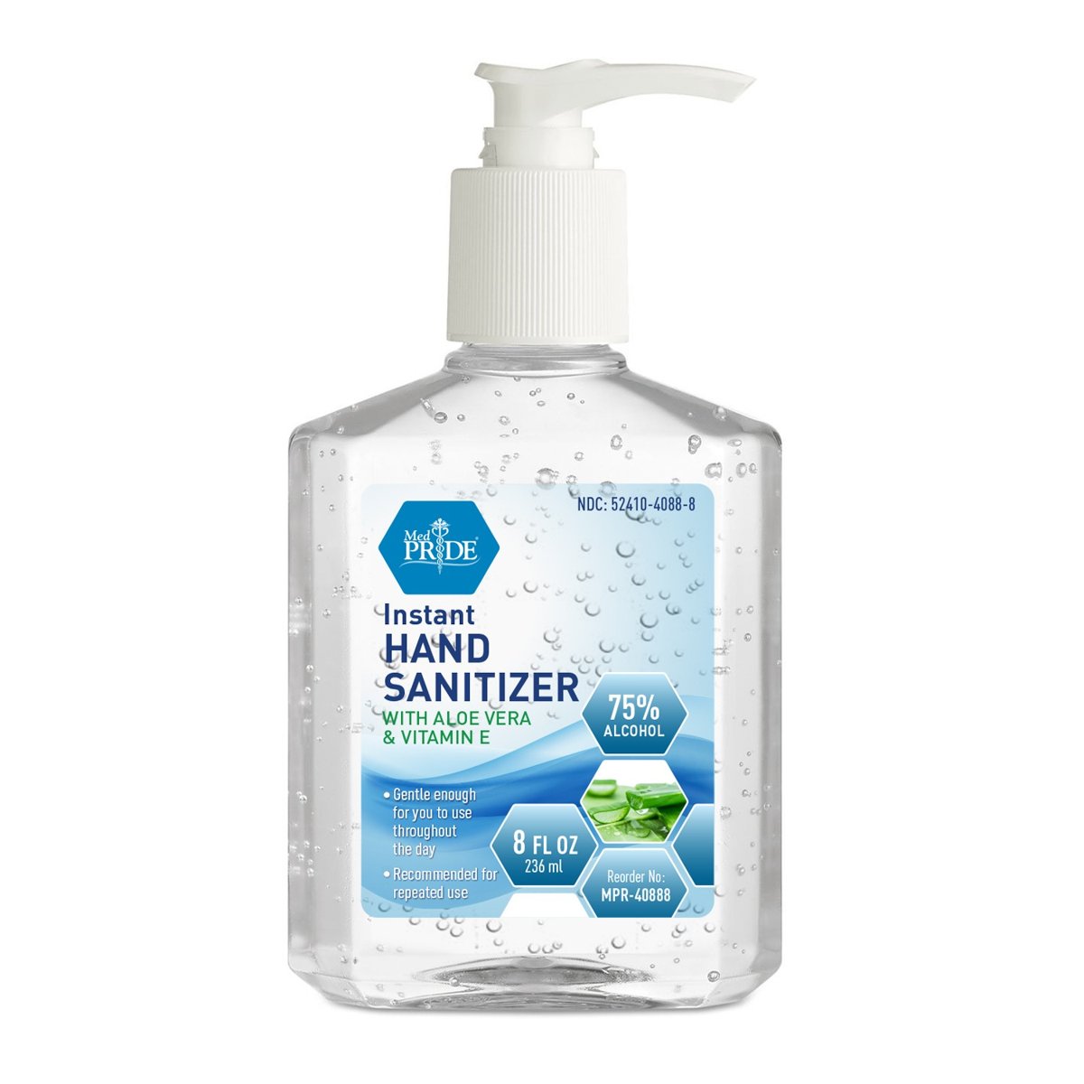 MEDPRIDE HAND SANITIZER 75% ALCOHOL CLEAR 8 OZ 12