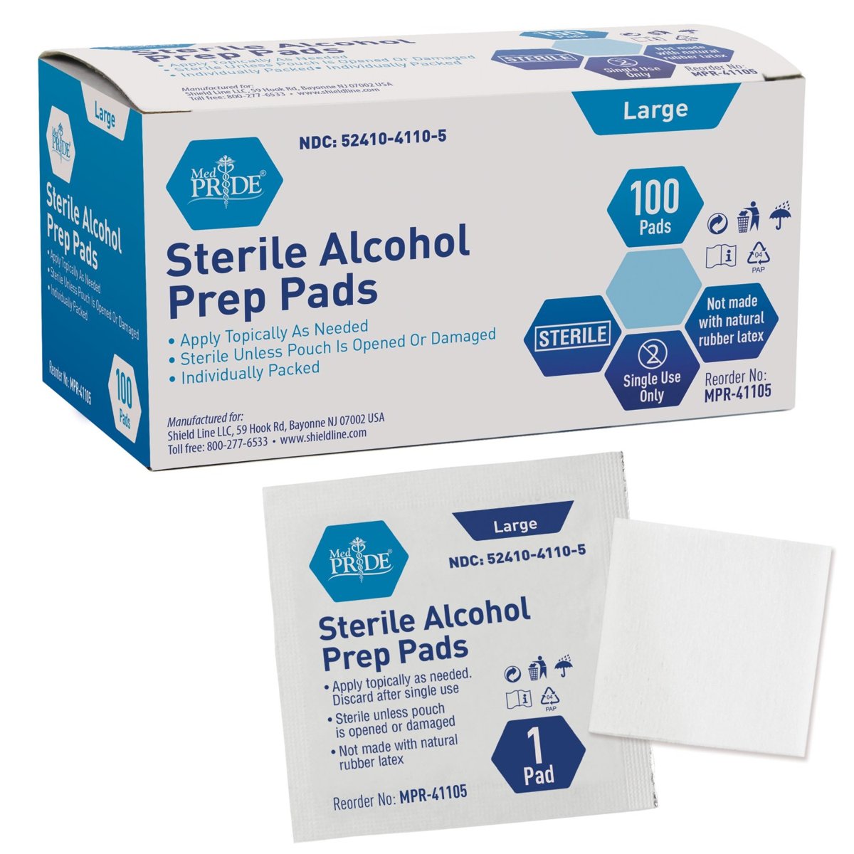 ALCOHOL PADS - LARGE -STERILE - 100 ct