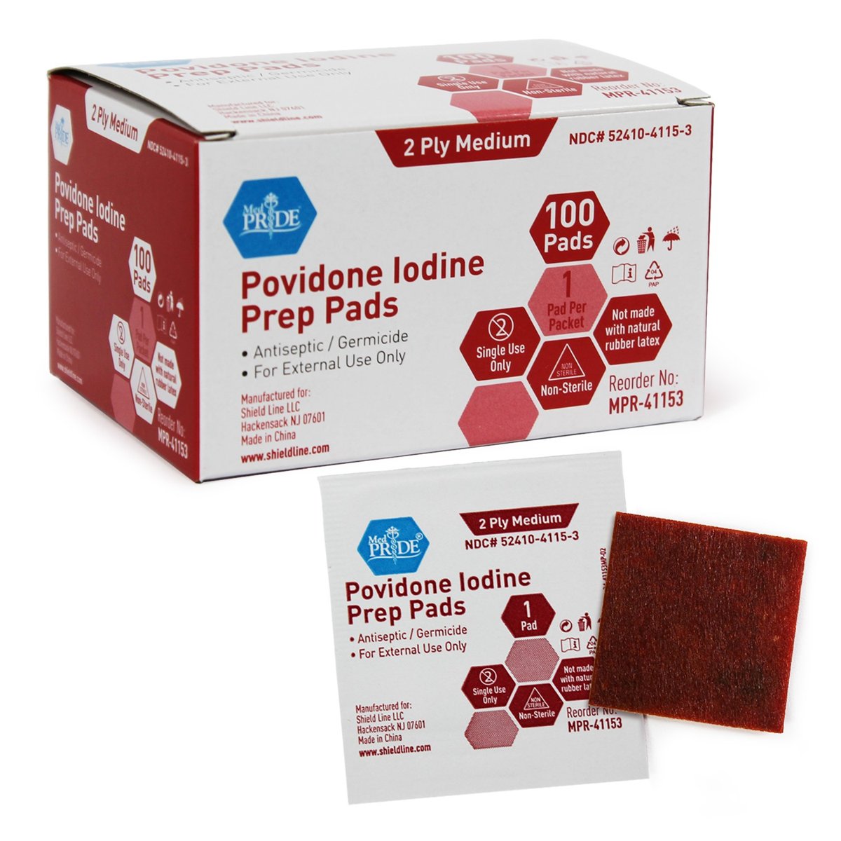POVIDONE IODINE PREP PADS 10/100/CS.
