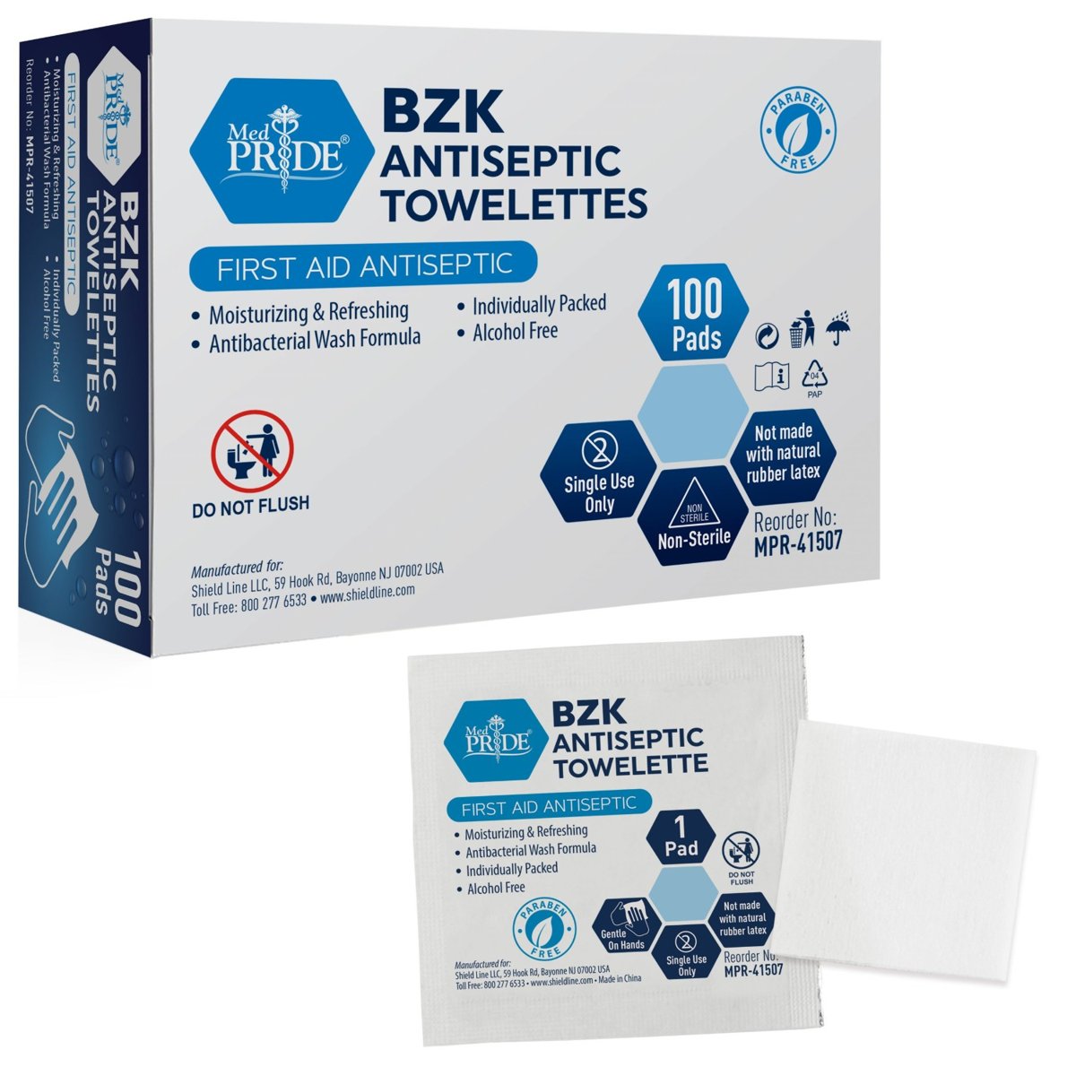 BZK ANTISEPTIC TOWELETTES  5X7 100 CT 10/CS