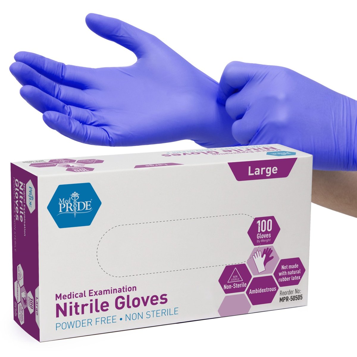 GLOVES NITRILE EXAM POWDER FREE LARGE 10/100