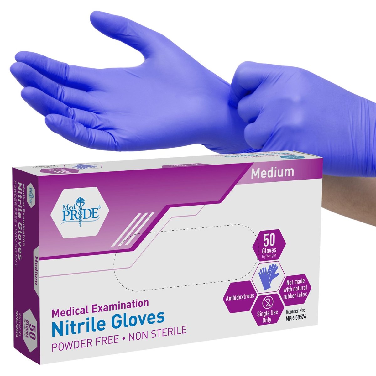 GLOVES NITRILE EXAM PF 20/50 CT MEDIUM