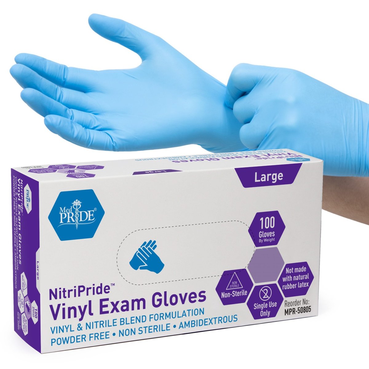 GLOVES SYNTHETIC VINI-TRILE EXAM LARGE P/F
