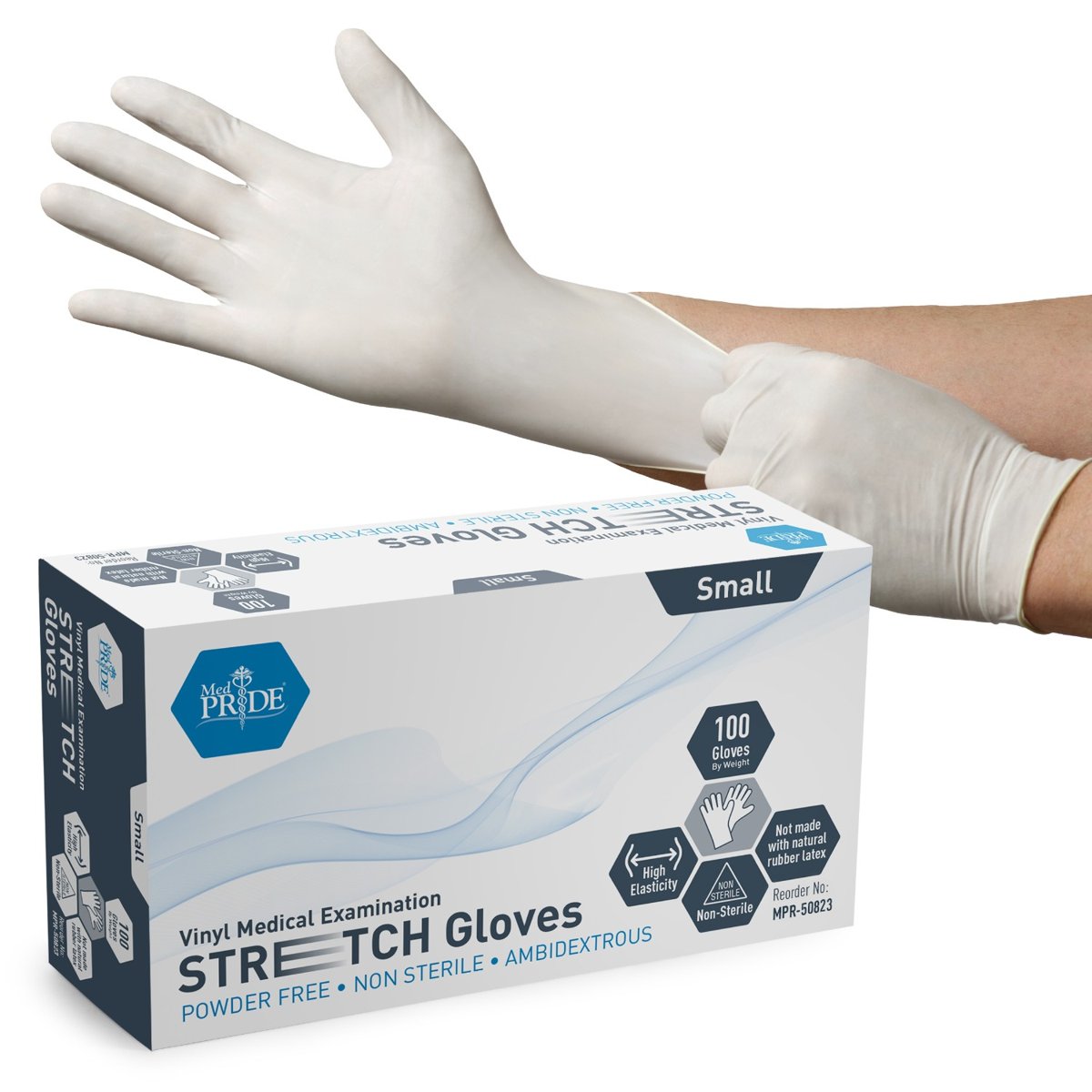 VINYL EXAM STRETCHY P/F SMALL 10/100