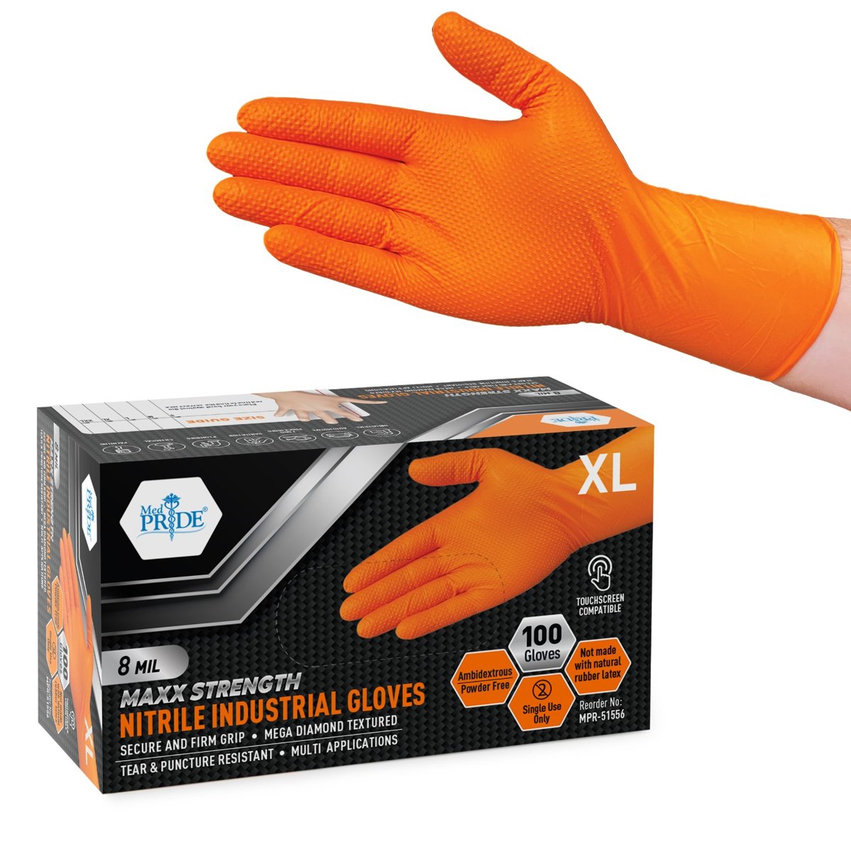 NITRILE MAXX STRENGTH GP ORANGE XL 10/100