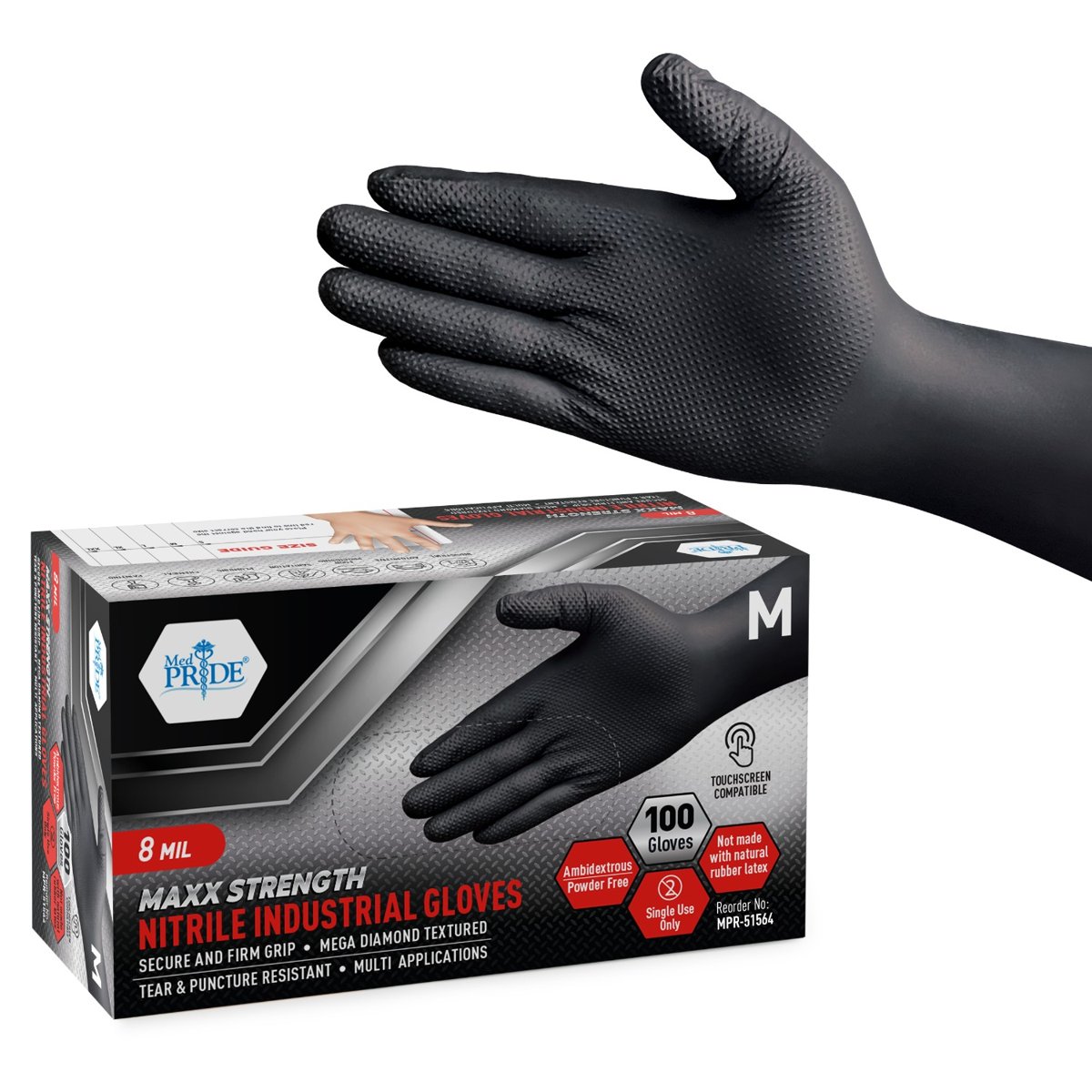 NITRILE MAXX STRENGTH GP BLACK MEDIUM 10/100