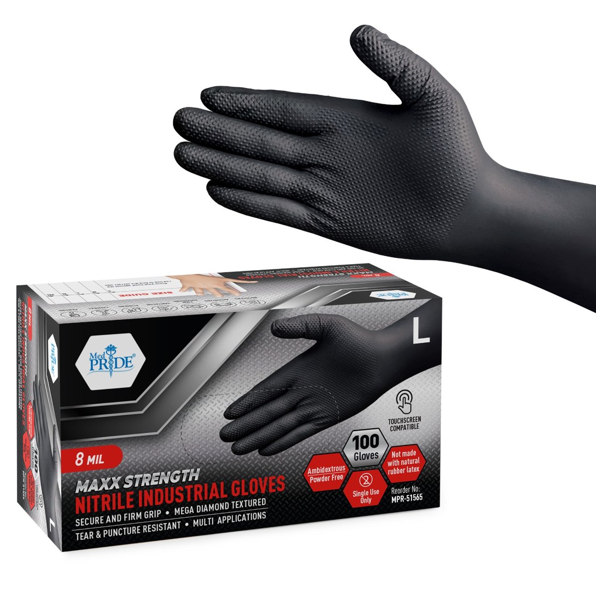 NITRILE MAXX STRENGTH GP BLACK LARGE 10/100