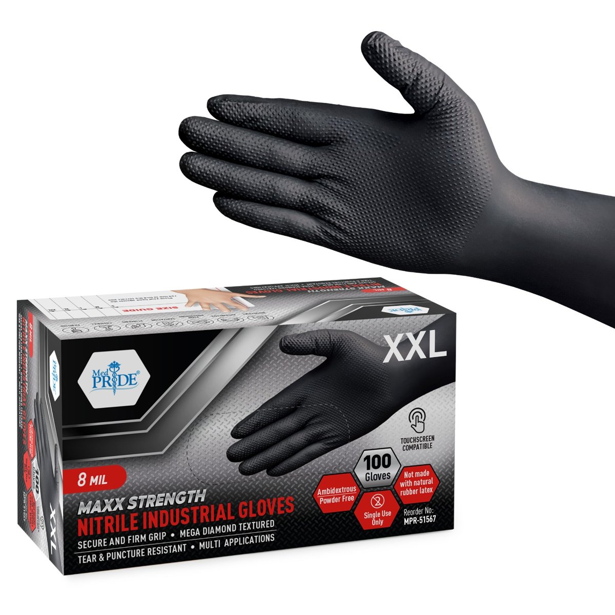 NITRILE MAXX STRENGTH GP BLACK XXL 10/100