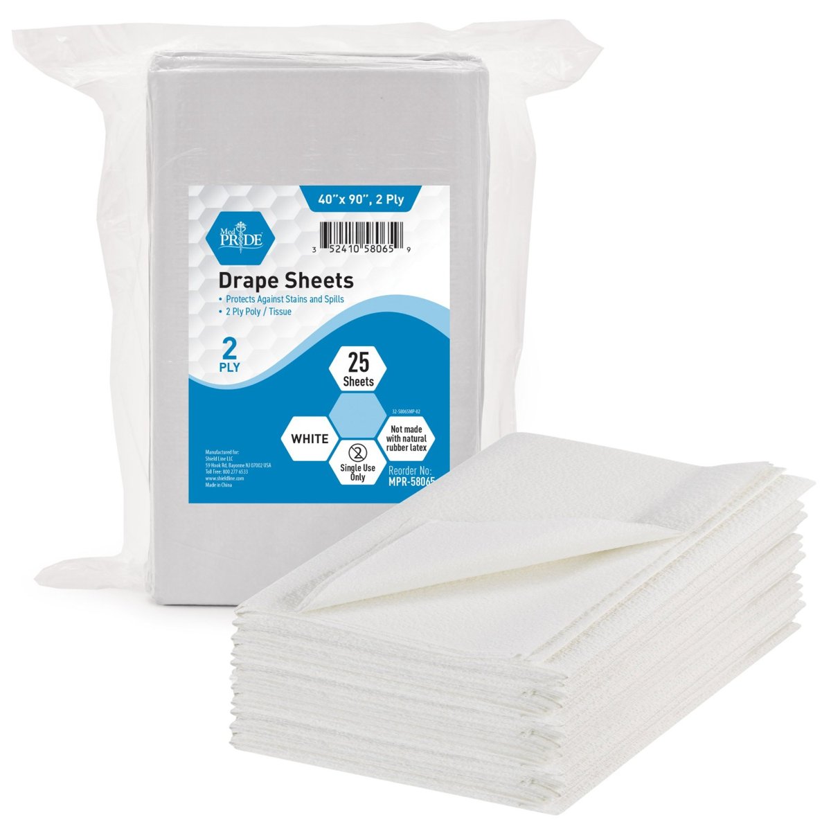 DRAPE SHEET WHITE 40X90 2 PLY P/T 2/25