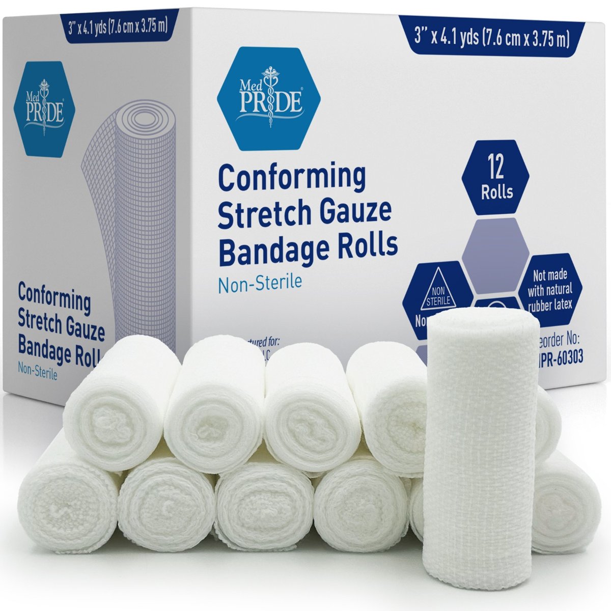 Stretch Gauze Bandage Roll -  N/S - 3 - 8/12/cs."