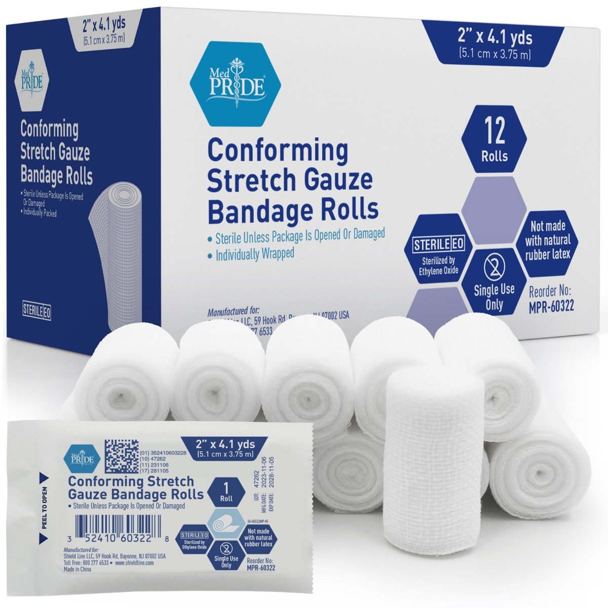 Stretch Gauze Bandage Roll - STRL - 2 - 8/12/cs.