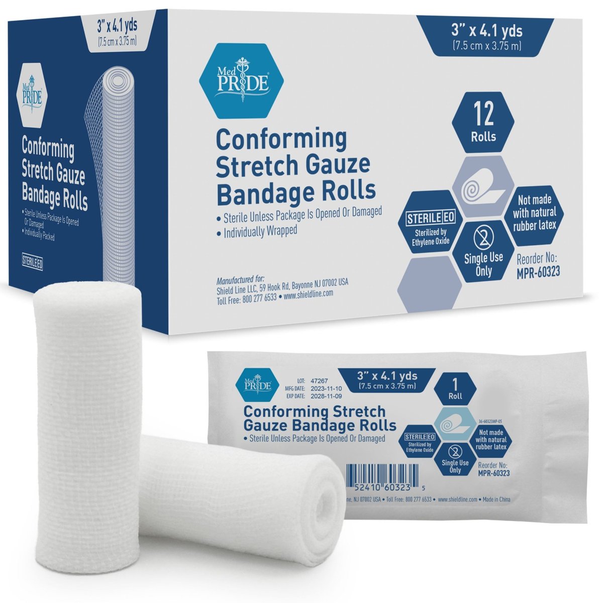 Stretch Gauze Bandage Roll - STRL - 3 - 8/12/cs."