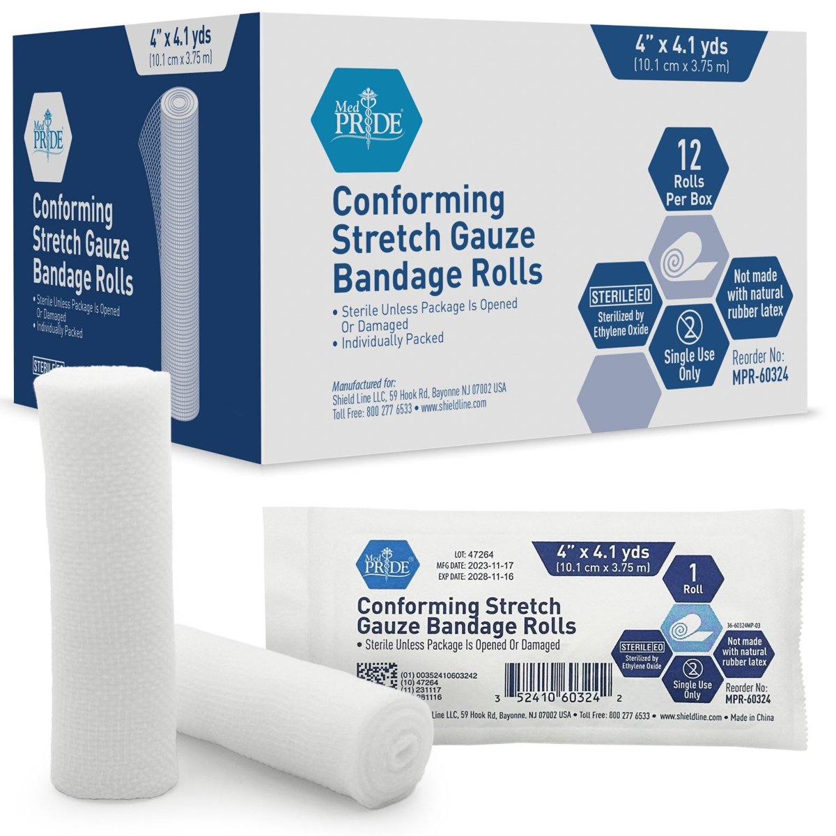Stretch Gauze Bandage Roll - STRL - 4 - 8/12/cs."