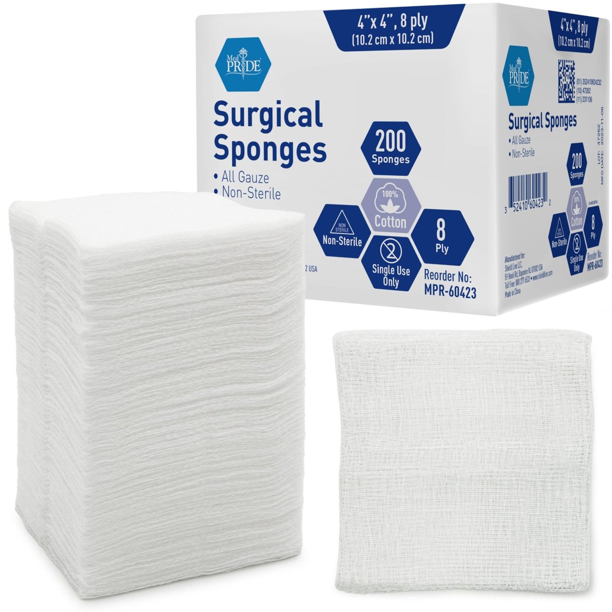 Gauze Sponge - N/S - 4x4 - 8ply - 20/200/cs.