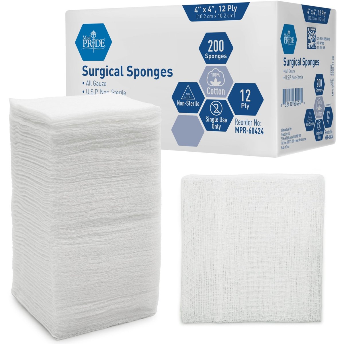 Gauze Sponge - N/S - 4x4 - 12ply - 10/200/cs.