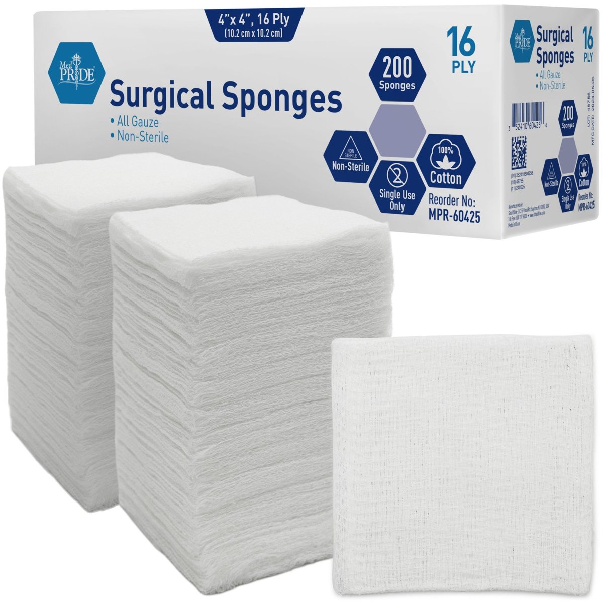 Gauze Sponge - N/S - 4x4 - 16ply - 10/200/cs.