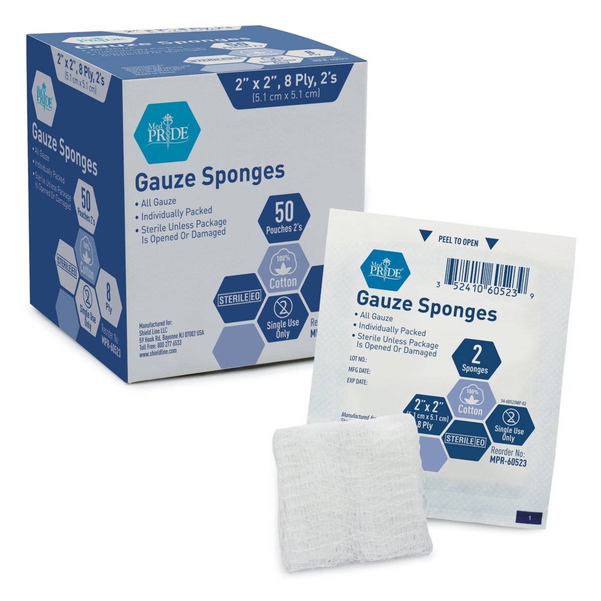 Gauze Sponge STRL 2's, 2x2 - 8ply - 30/50/cs. (3M)