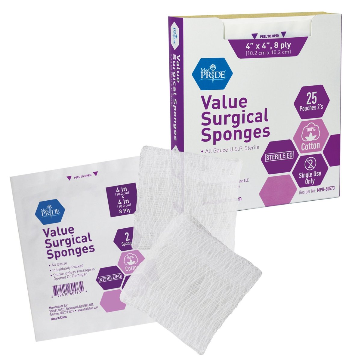 Gauze Sponge -Value- Strl- 2's,4x4 8 Ply-24/25/cs.