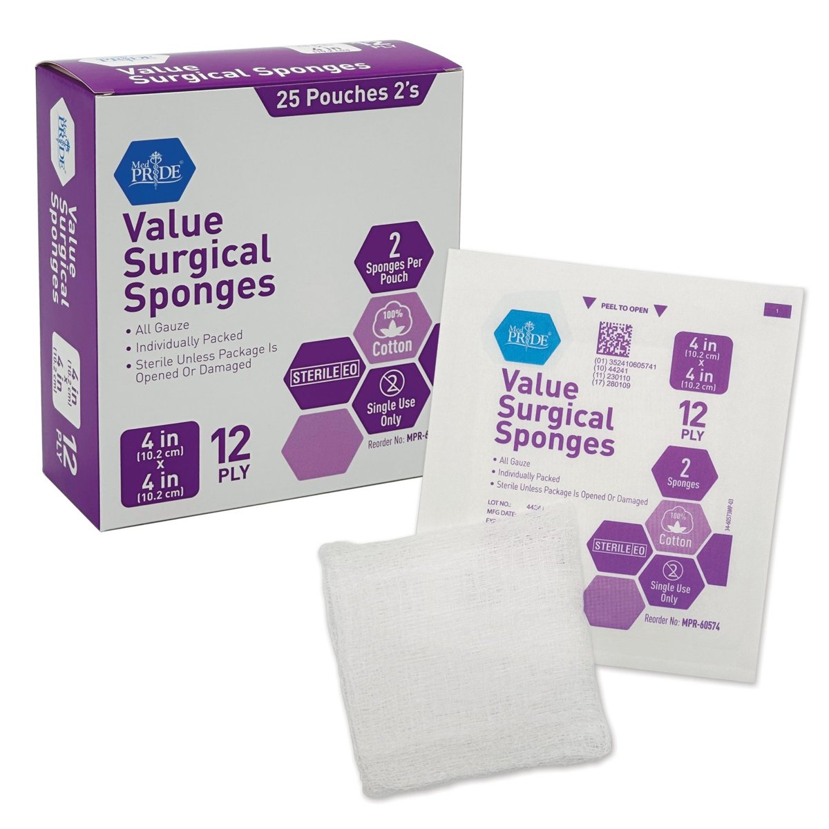 Gauze Sponge- Value-Strl- 2's,4x4 12 Ply-24/25/cs.