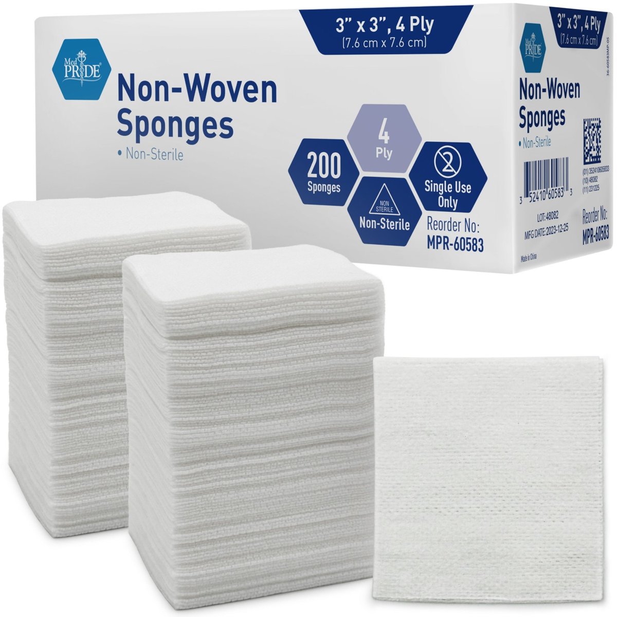 Non - Woven Sponge - N/S - 3x3 - 4ply - 20/200/cs.