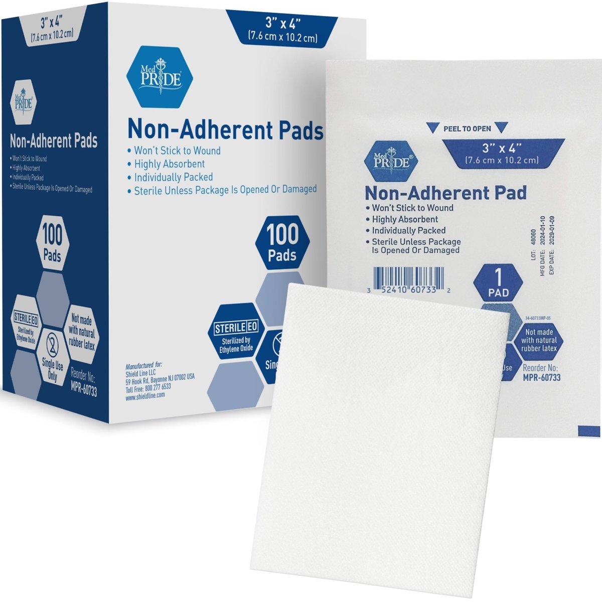 Non-Adherent Pad - 3x4" - Sterile - 12/100/cs."