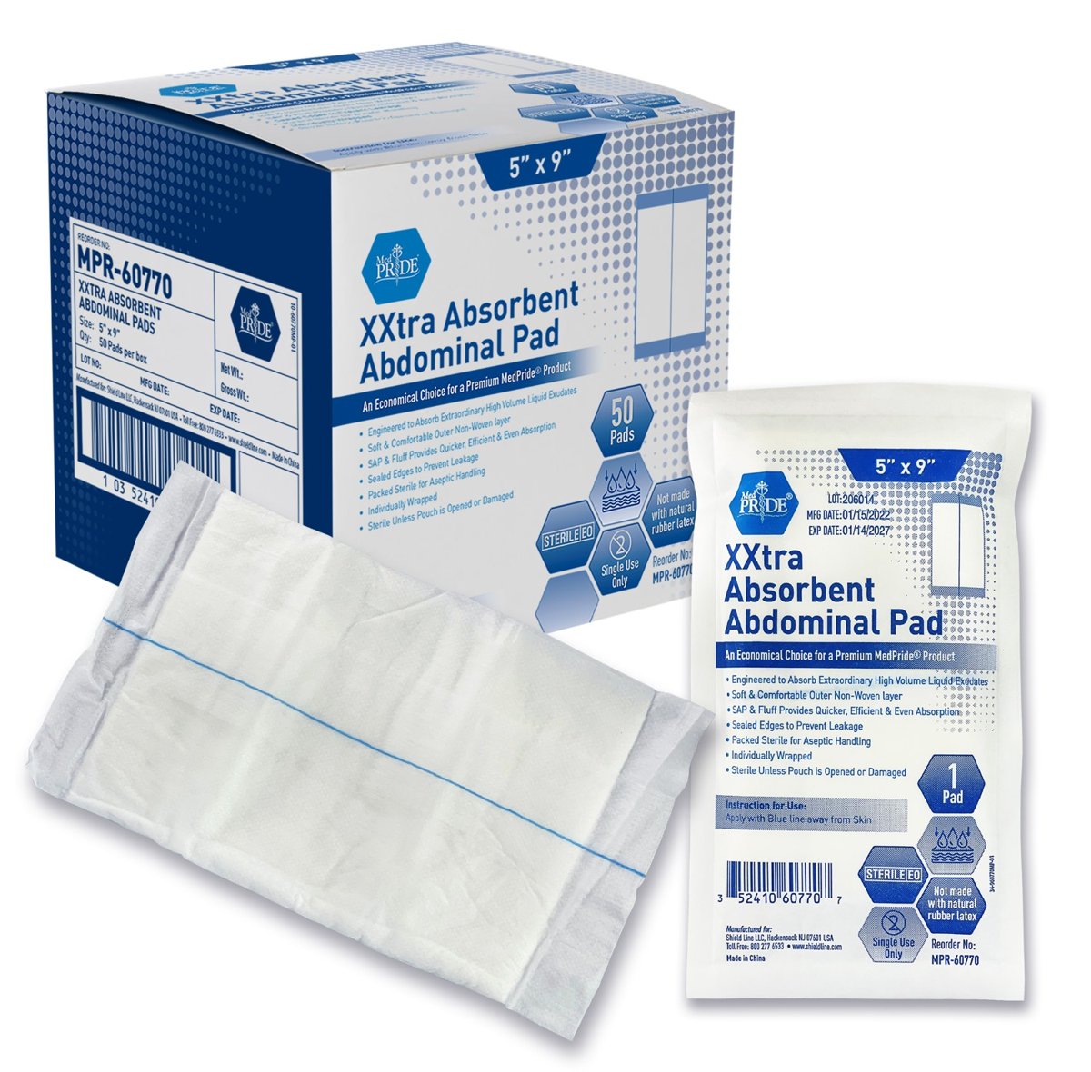 Abdominal Pad - 5x9 Extra X Absorbent Sterile - 50 ct 12/cs