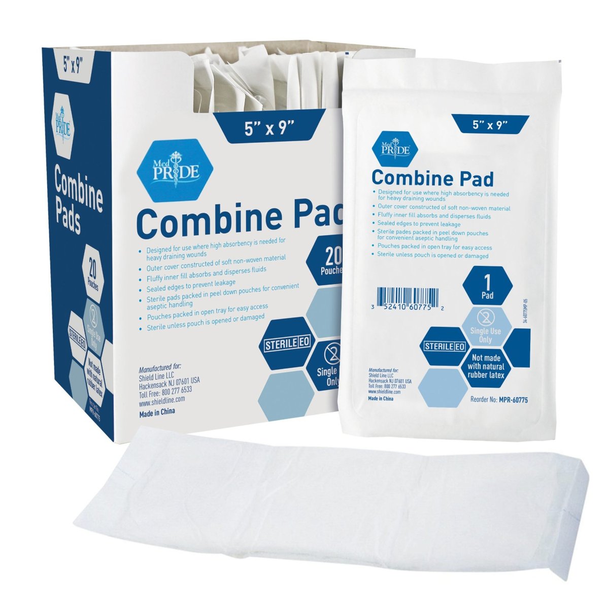 Abdominal Pad - 5x9 - 1/pouch - STRL - 20/20/cs.