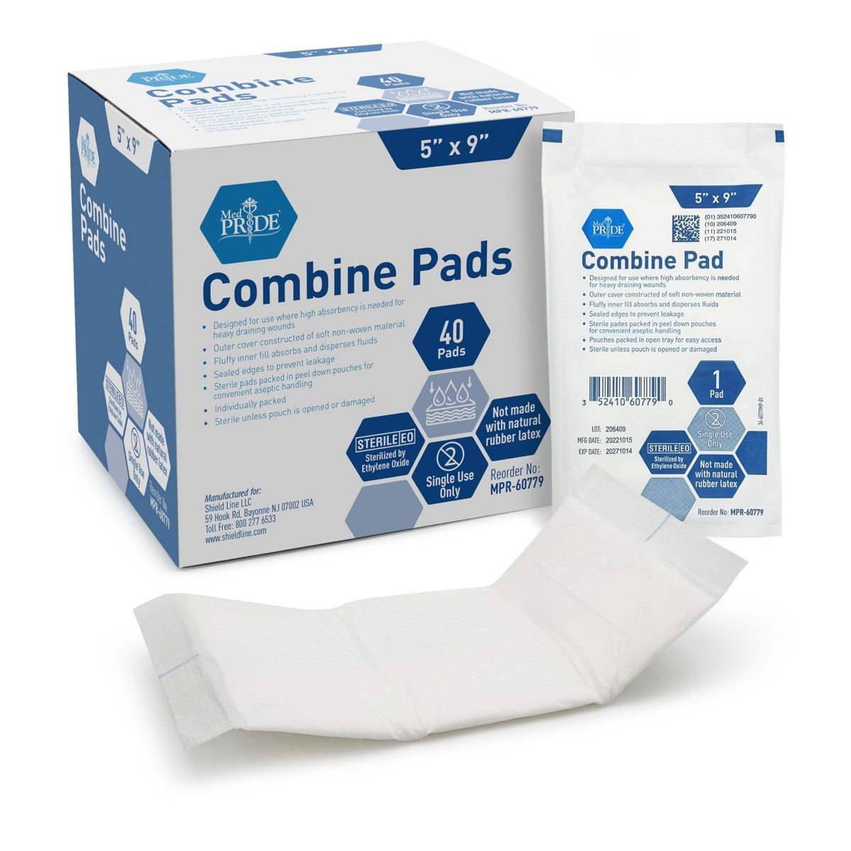 Abdominal Pad - 5x9 -1/pouch -Sterile - 40/pk 12cs