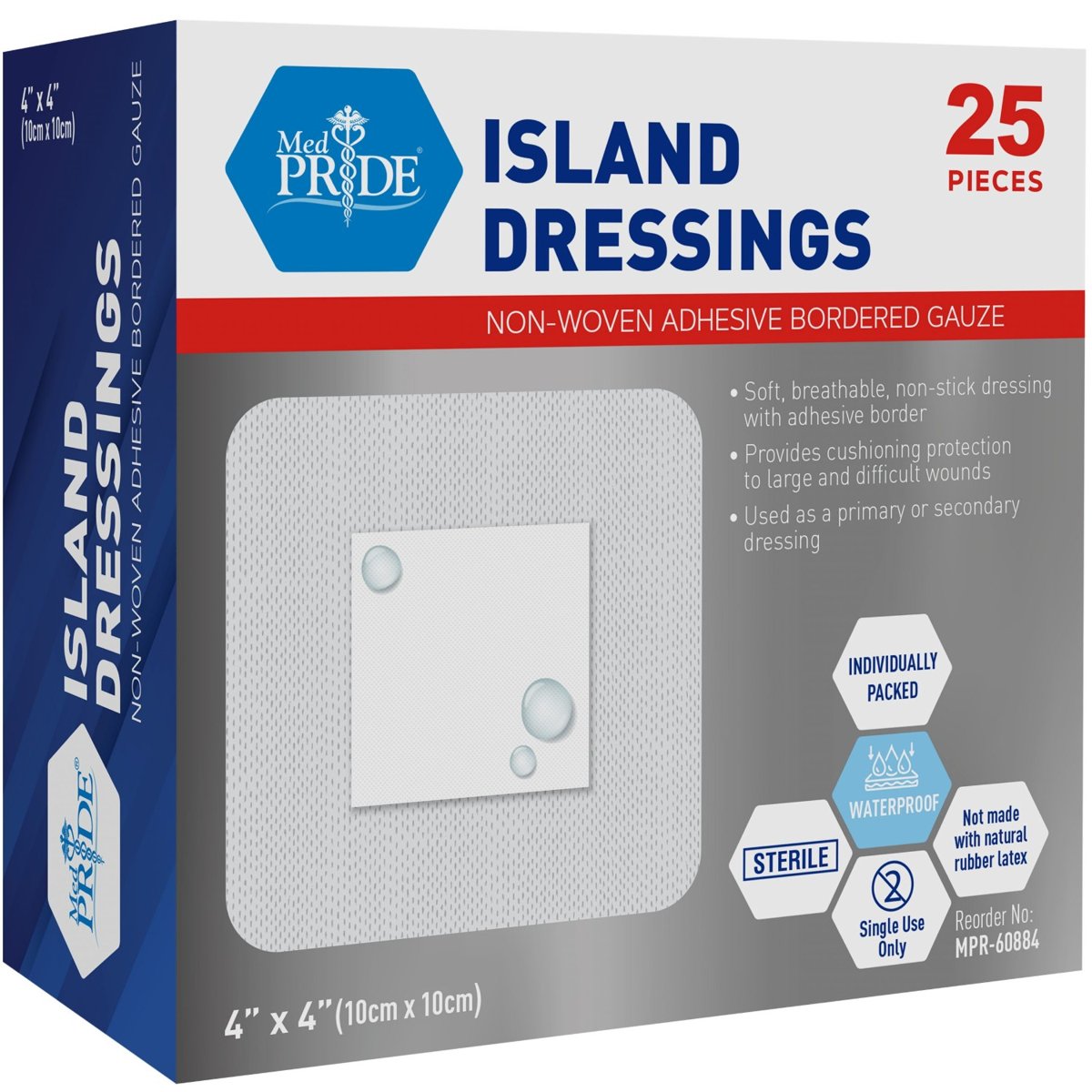Island Dressing - Sterile - 4 x 4" - 6/25/cs."