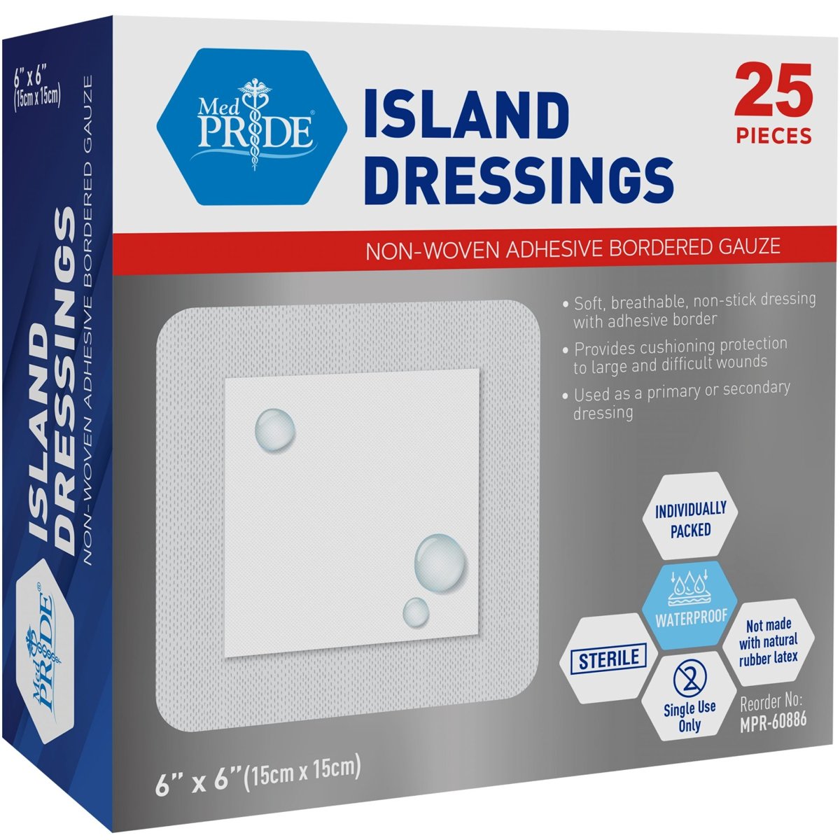 Island Dressing - Sterile - 6 x 6" - 6/25/cs."