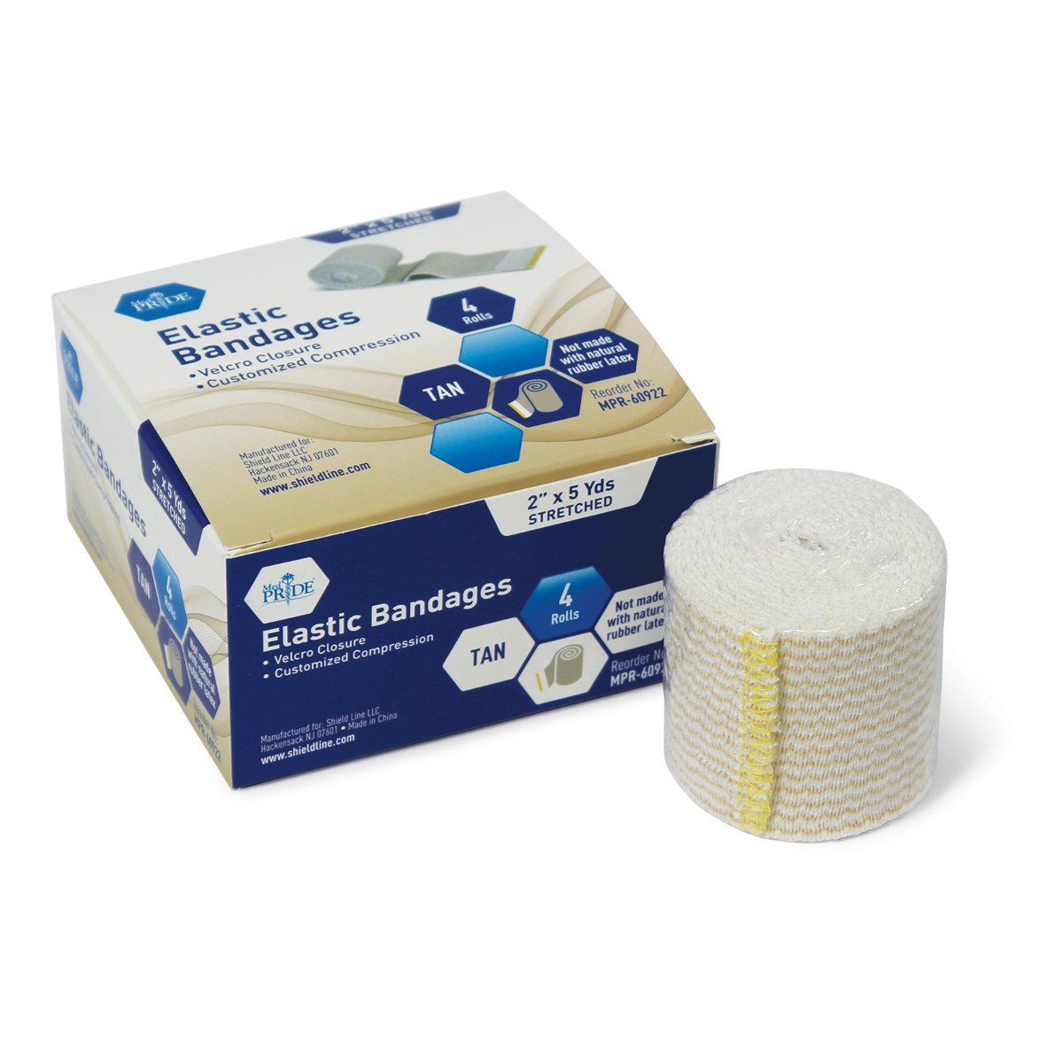 ELASTIC BANDAGE 2" VELCRO 4 CT YELLOW-120/cs